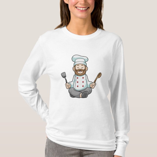 Chef with Cooking apron at Yoga T-Shirt (Front)