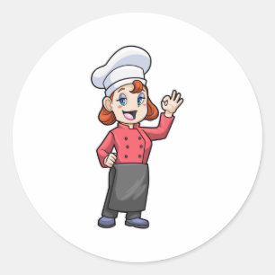 Chef with Cooking apron Classic Round Sticker