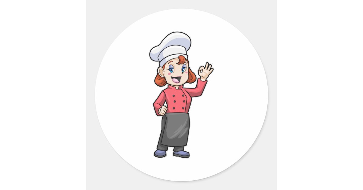 Kitchen Apron Sticker Chef with Cooking apron Classic Round Sticker | Zazzle