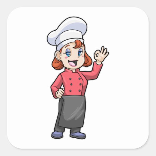 Chef with Cooking apron Square Sticker