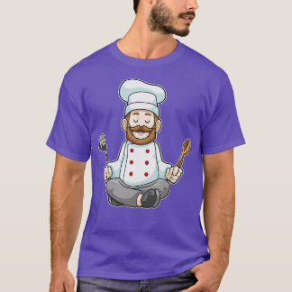 Chef with Cooking apron Wooden spoon at Yoga T-Shirt