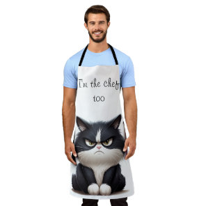 Chef with grumpy cat  apron