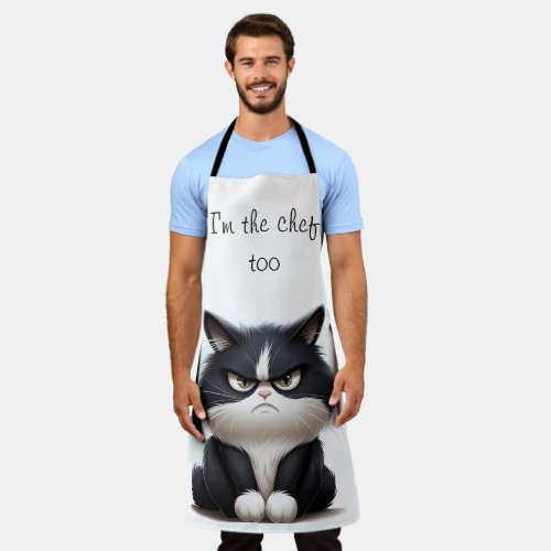 Chef with grumpy cat  apron