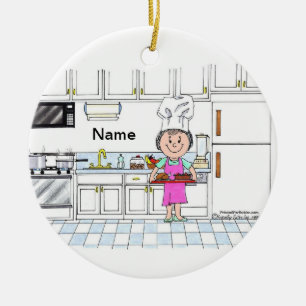 Chef, with Hat - Female Ceramic Ornament