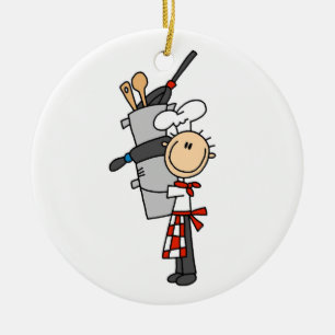 Chef With Pots and Pans Ceramic Ornament