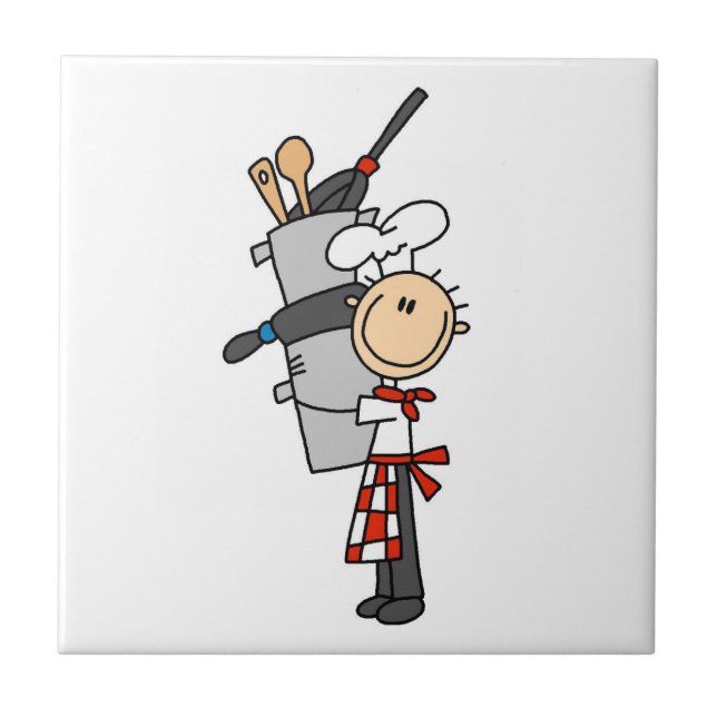 Chef With Pots and Pans Ceramic Tile (Front)