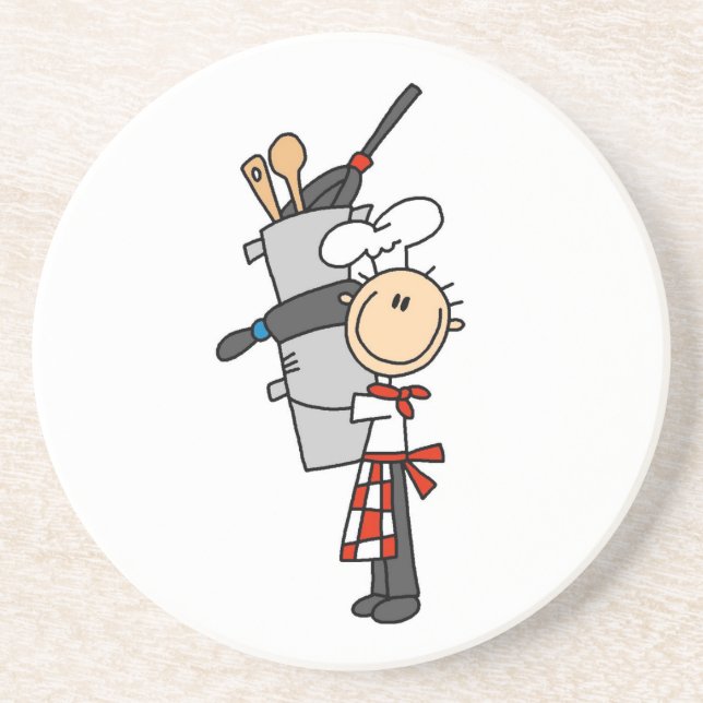 Chef With Pots and Pans Coaster (Front)