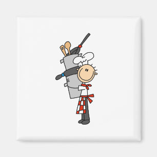 Chef with Pots and Pans Magnets