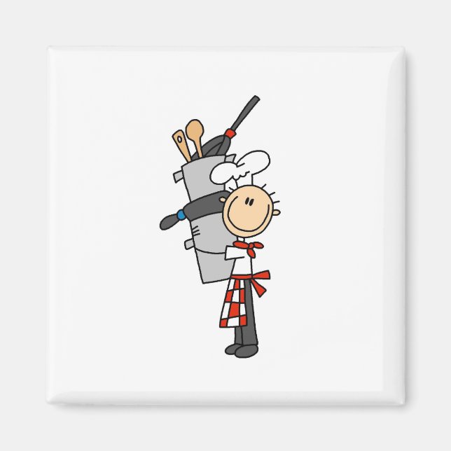 Chef with Pots and Pans Magnets (Front)