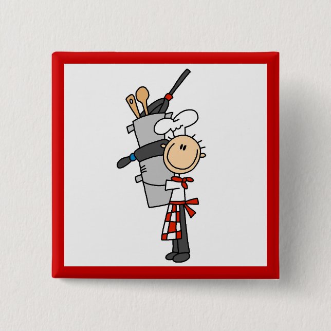 Chef With Pots and Pans Pinback Button (Front)