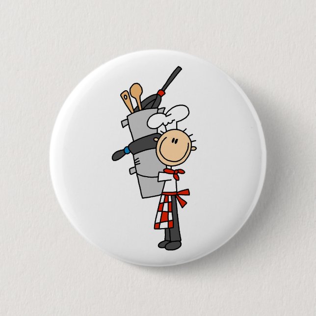 Chef With Pots and Pans Pinback Button (Front)