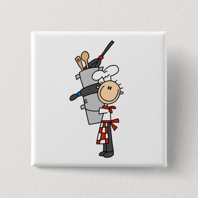 Chef With Pots and Pans Pinback Button (Front)