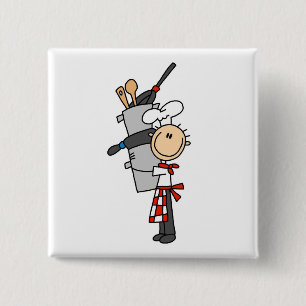 Chef With Pots and Pans Pinback Button