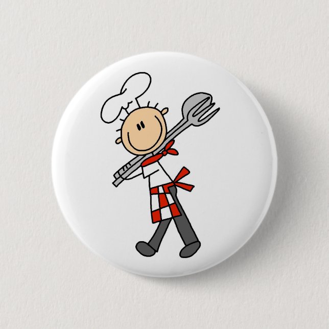 Chef With Salad Tongs Button (Front)