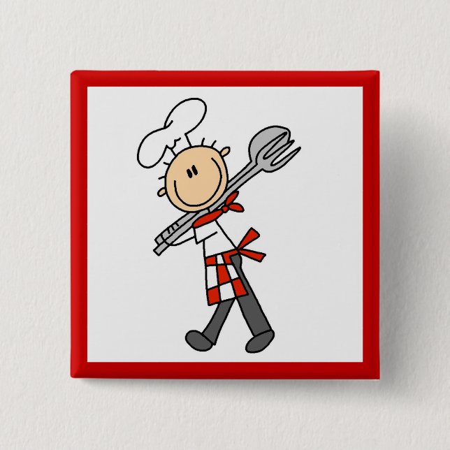 Chef With Salad Tongs Pinback Button (Front)