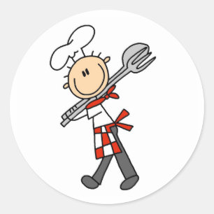 Chef with Salad Tongs StickersS Classic Round Sticker