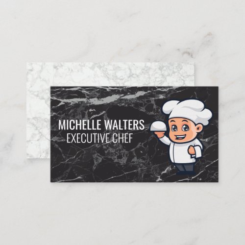 Chef with Serving Platter  Marble  Business Card