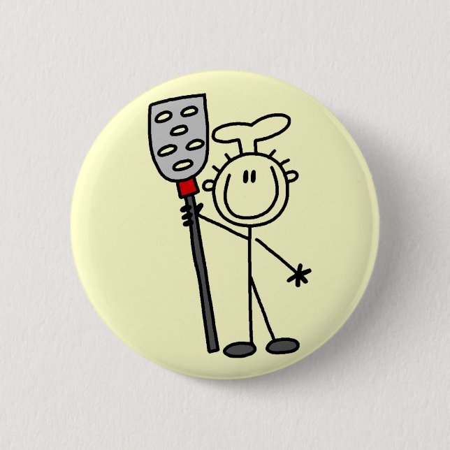 Chef with Spatula Tshirts and Gifts Button (Front)