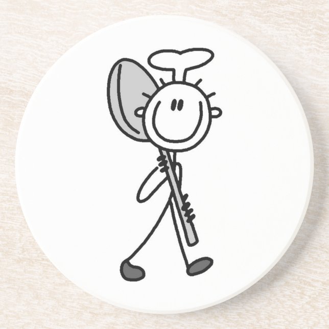 Chef With Spoon Sandstone Coaster (Front)