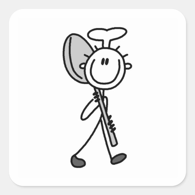 Chef With Spoon Square Sticker (Front)