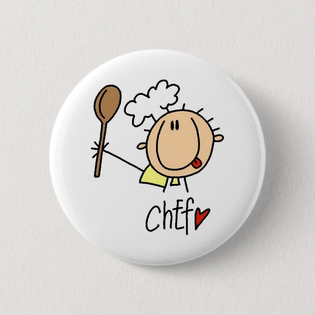 Chef With  Spoon Tshirts and Gifts Button (Front)