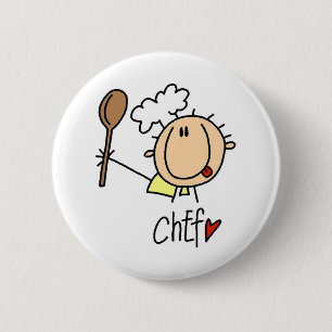 Chef With  Spoon Tshirts and Gifts Button