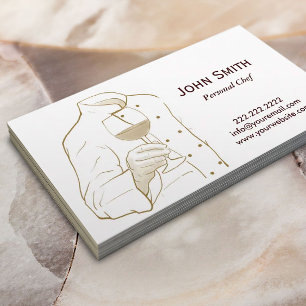 Chef with Wine Elegant Hand Drawing Business Card