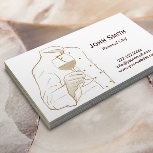 Chef with Wine Elegant Hand Drawing Business Card