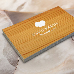 Chef Wood Background Professional Catering Business Card