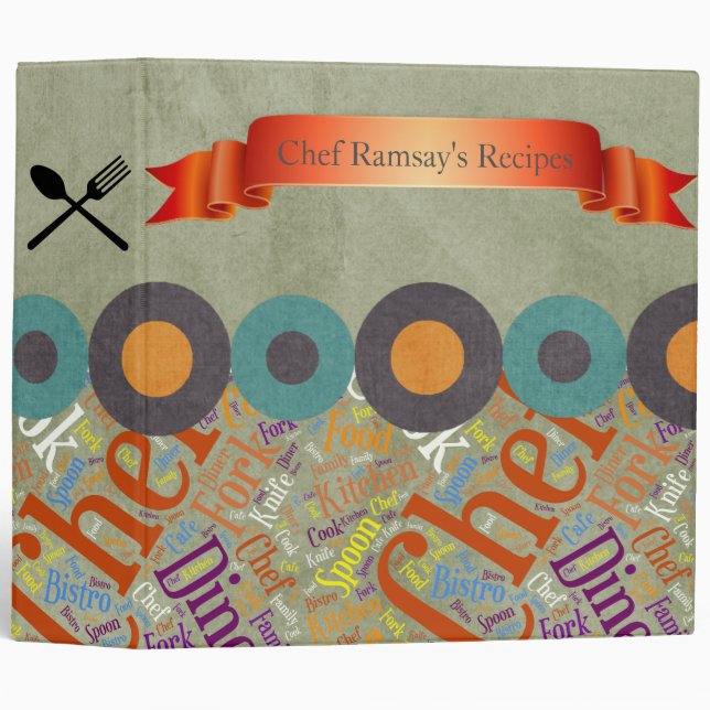 Chef Word Art Recipe Binder (Front/Spine)