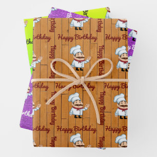 Chef Wrapping Paper Flat Sheet Set of 3