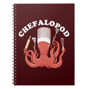 Chefalopod Octopus Chef Funny Pun Notebook