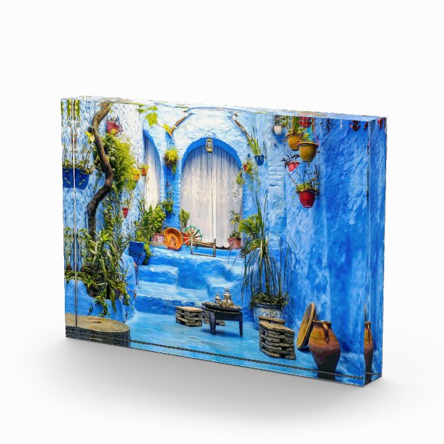 Chefchaouen Blue City Morocco Oil Painting Boho Photo Block (Right)