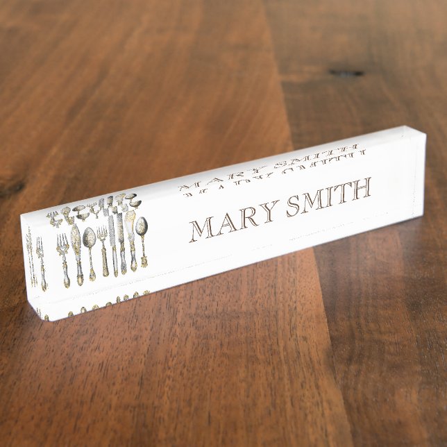 Chefs catering business cutlery name plate (Side)