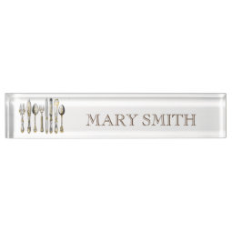Chefs catering business cutlery name plate | Zazzle