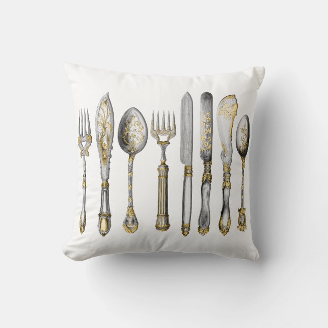 chefs catering cutlery business throw pillow (Front)
