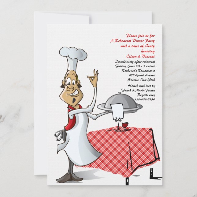 Chef's Choice Wedding Rehearsal Dinner Invitation (Front)