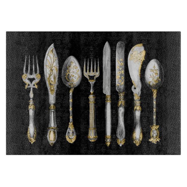 Chefs cutlery place setting cutting board (Front)