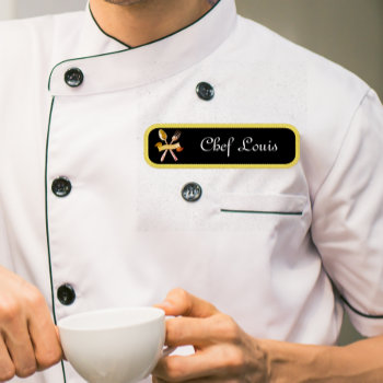 Chef's Golden  Spoon&fork -  Add Name Patch by almawad at Zazzle