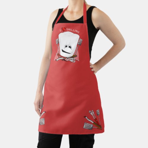 Chefs Hat and BBQ Tools Grilling Apron