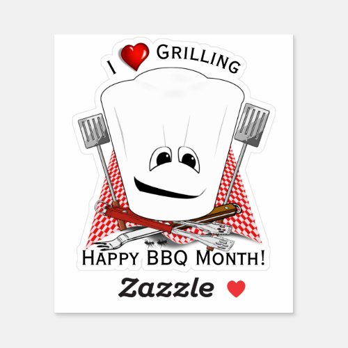 Chefs Hat and BBQ Tools Grilling Sticker