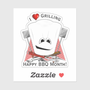 Chefs Hat and BBQ Tools Grilling Sticker