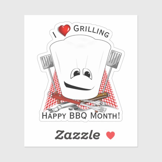 Chefs Hat and BBQ Tools Grilling Sticker (Sheet)