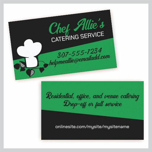 Customizable simple black white chef hat herbs cooking business business card templates