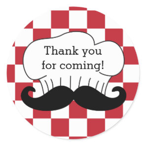 Chef's Hat Mustache Italian Pizza Party Thank You Classic Round Sticker