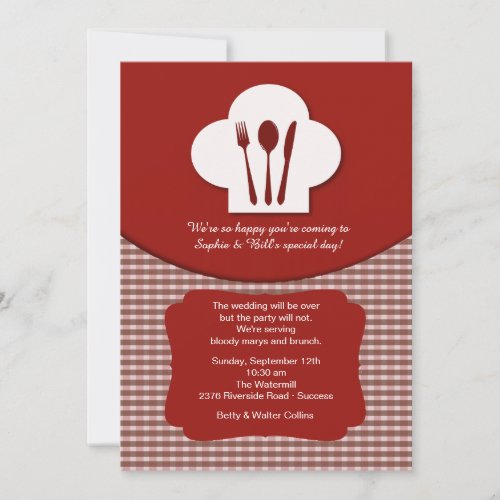 Chefs Hat Red Post Wedding Brunch Invitation