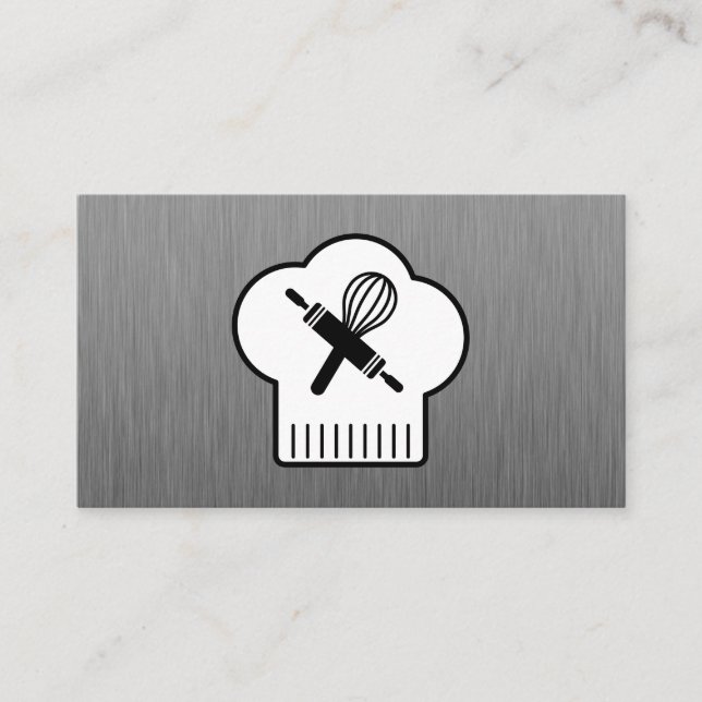 Chefs Hat Rolling Pin Whisk Business Card (Front)