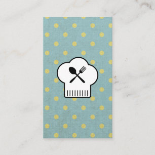 Chefs Hat Silverware Polka Dots Business Card