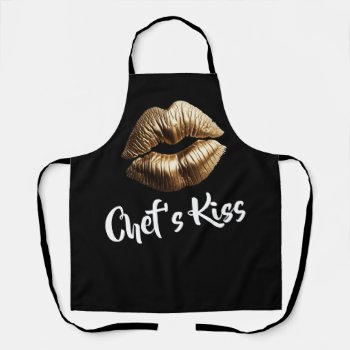 Chef's Kiss Gold Lips Apron by TailoredType at Zazzle