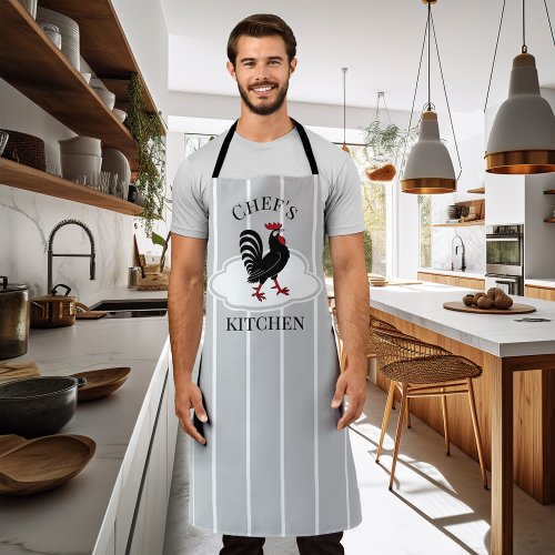 Chefs Kitchen Rooster Striped Apron
